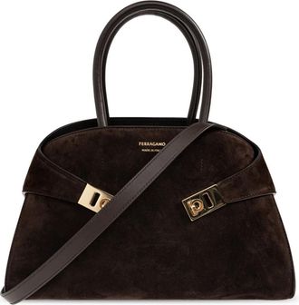 Ferragamo Hug Suede Bag - Dames - Handtassen - Bruin - ONE Size - Leer - Tassen