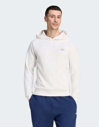 adidas Originals Trefoil Essentials - Felpa con cappuccio in tessuto a rete bianco nuvola