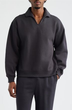 BP. Polo Collar Cotton Blend Sweatshirt in Black Faded at Nordstrom, Size Xx-Large