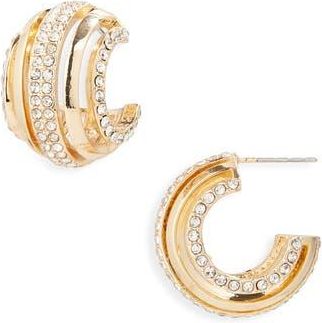 BaubleBar Pav&eacute; Bar Hoop Earrings in Gold at Nordstrom Rack