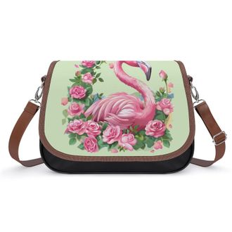 Generic Flamingo with Flowers Crossbody Bags for Women Shoulder Messenger Bag Purse Handbags