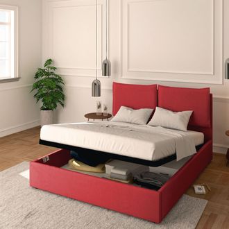 Baldiflex Baldiflex Letto Contenitore Matrimoniale 160x200 Licia In Tessuto Con Rete A Doghe Colore Rosso Cranberry