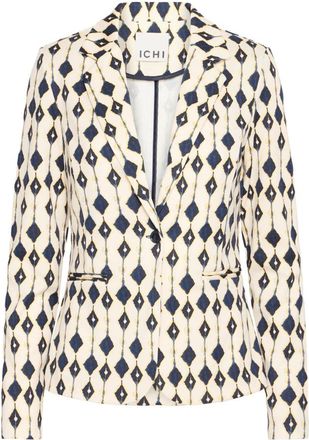 Ichi Eclipse Ikat Aop Blazer Jas - Dames - Blazers - Beige - M - Jassen