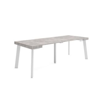 Skraut Home Mesa Consola Extensible, Mesa Comedor Plegable, 220, Para 10 Comensales, Patas De Madera, Estilo Moderno, Gris Cemento - Skraut Home