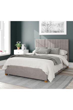 Aspire Home Accents Grant Upholstered Ottoman Storage Bed, Plush Velvet Fabric in Silver | Size: Small Double