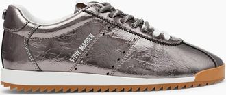 Steve Madden Womens Mirage Low Top Metallic Lace-Up Sneakers - Grey/Silver - Size: 5