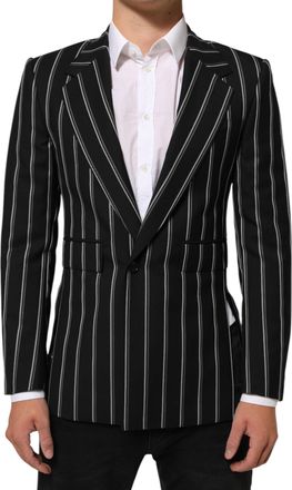 Dolce & Gabbana Mens Black Stripes Sicilia 1 Button Suit Blazer
