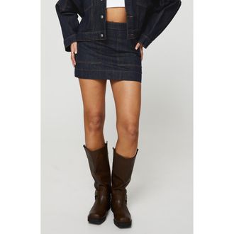Princess Polly Hughes Patch Pocket Denim Miniskirt in Blue at Nordstrom, Size 10
