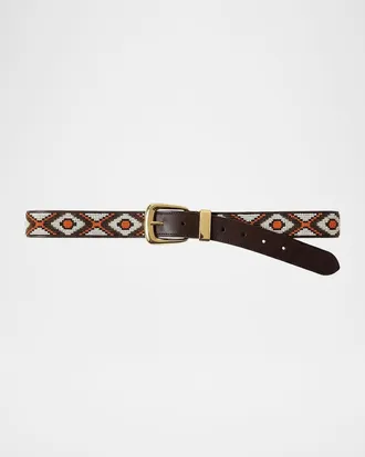 Veronica Beard Arch Beaded Leather Belt