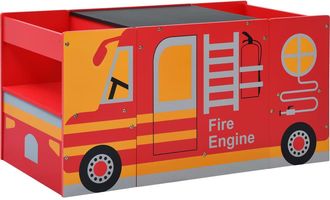 vidaXL Vidaxl - Mesa Y Sillas Infantiles 3 Pzas Madera Forma De Cami&oacute;n Bomberos