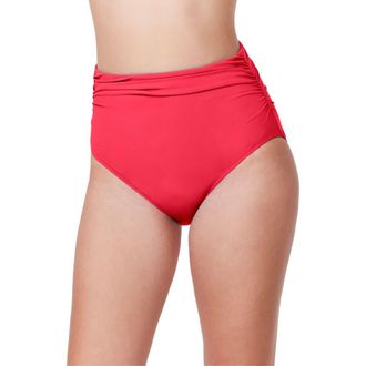 Gottex Tutti Frutti Shirred High Waist Swim Bottom in Coral at Nordstrom, Size 10