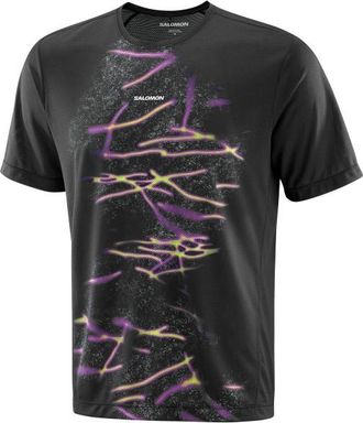 Salomon SHKout Core S/S Tee GFX Laufshirt f&uuml;r Herren | schwarz/grau