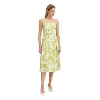 Fracomina Jurk met vierkante hals en bloemenprint- midi-lengte - Dames - Casual kleedjes - Veelkleurig - S - Katoen - Kleedjes