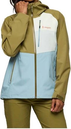 Cotopaxi Impermeo 3L Waterproof Hooded Shell Jacket In Moss/sea Spray