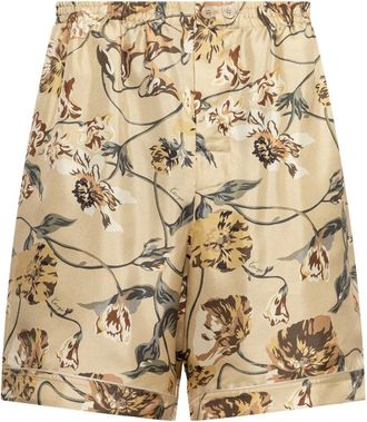 Kenzo Korte Broeken, Heren, Beige, M, Wildflower Shorts met Elastische Tailleband