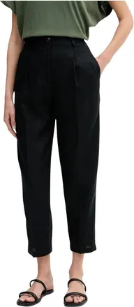 Benetton Cropped Broeken - Dames - Broeken - Zwart - Maat: L Linnen