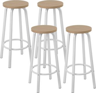 Woltu Woltu 4x Taburete De Bar Muebles Cocina Silla De Comedor Taburete Alto Para Salon Cocina Estructura De Metal Asiento De Mdf Roble Claro