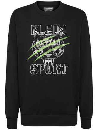 Plein Sport Tiger Line logo-print sweatshirt - men - Polyester - L - Black