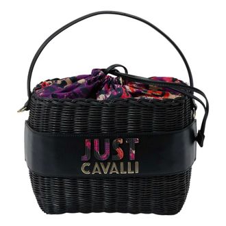 Just Cavalli Bucket Bags, female, Black, Size: ONE SIZE Braided Logo Bucket Bag
