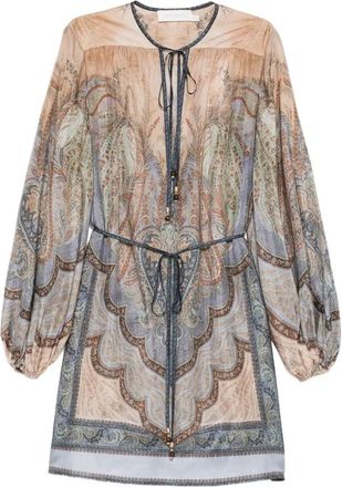 Zimmermann Wanderlust Tie-Neck Tunic Dress Clothing