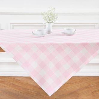Solino Home Linen Table Throw 52 x 52 Inch for Dining Table, Holiday and Everyday Table Decor - Buffalo Check in Marshmellow Pink at Nordstrom, Size