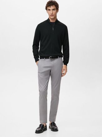 Mango Pullover collo zip 100% lana merino nero - Uomo - XXL - MANGO MAN