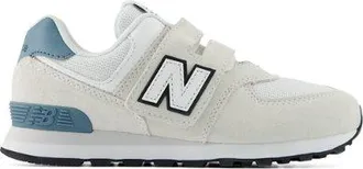 New Balance Kids 574 Hook & Loop in Grey/White Leather, size 13.5