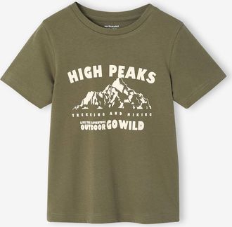 Vertbaudet Jungen T-Shirt Basic mit Print vorn olivgrün