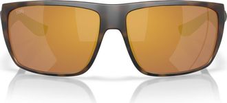 Costa 64mm Polarized Rectangular Sunglasses in Matte Tortoise /Gold 580G at Nordstrom