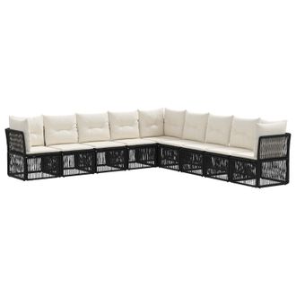 vidaXL Conjunto De Sof&aacute;s De Jard&iacute;n 9 Pcs Negro Rat&aacute;n Sint&eacute;tico Vidaxl