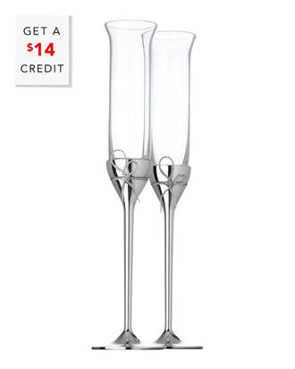 Wedgwood Vera Wang For Wedgwood Love Knots Toasting Flute Pair With $14 Credit