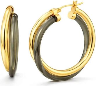 Gold & Honey Womens Crossover Lucite Hoop Earrings In Blackberry