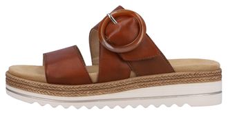 Remonte Pantolette REMONTE, Damen, Gr. 36, braun, Leder, unifarben, Schuhe Pantolette, Keilabsatz, Sommerschuh, Schlappen mit Zierschnalle