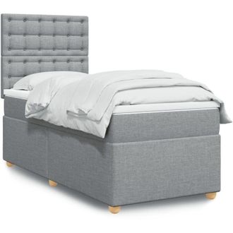 vidaXL Cama Box Spring Con Colch&oacute;n Tela Gris Claro 90x200 Cm Vidaxl