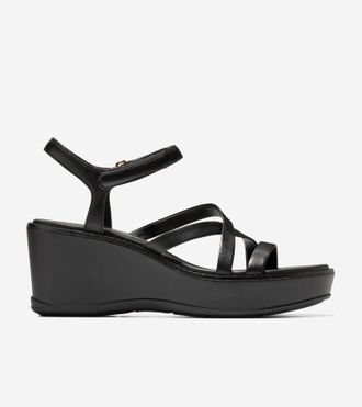 Cole Haan Womens Grand Ambition Azzura Strappy Wedge Sandal - Black Size 10.5
