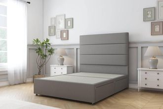 Sloomy Texas Dumfries Divan Bed Base 2 Drawers Foot-End - 26 Headboard in Light Grey | Size: Double