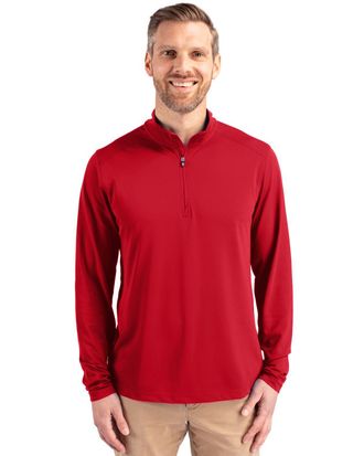 Cutter & Buck Virtue Eco Pique Recycled Quarter Zip Mens Pullover Jacket