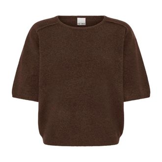 Ichi Jersey de cuello redondo - Knitwear - Mujer - Marr&oacute;n - M