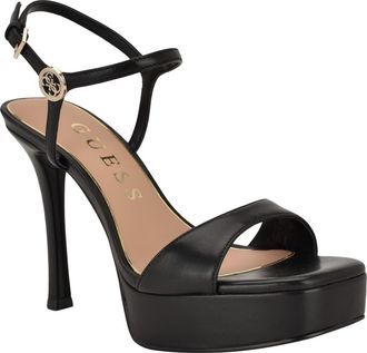 Guess Hendora Ankle Strap Platform Sandal in Black at Nordstrom, Size 5.5
