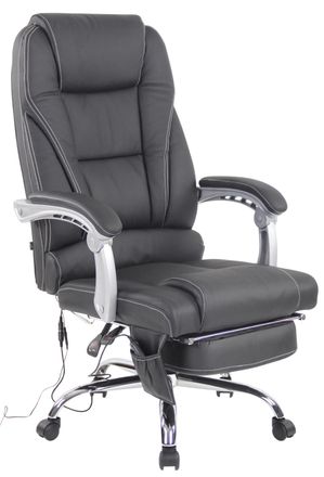 Clp Silla de oficina giratoria regulable en Cuero aut&eacute;ntico Negro