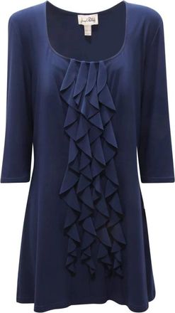 Joseph Ribkoff Marineblauwe 3/4 Mouw Wollen Jurk - Dames - Korte kleedjes - Blauw - 2XL - Wol - Kleedjes
