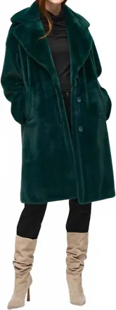 Joseph Ribkoff Faux Fur Straight Coat In Green