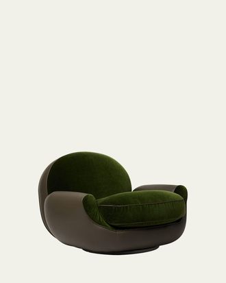 Interlude Home x Widell + Boschetti Laurent Velvet & Faux Leather Chair by Christina Boschetti