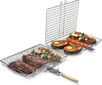 Sorbus Set Of 2 Large Stainless Steel Grilling Baskets