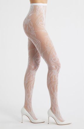 High Heel Jungle Monet Lace Tights in White at Nordstrom