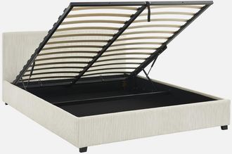 Sweeek Sweeek - Letto a cassettone con rete a doghe 160cm, velluto a coste grosse