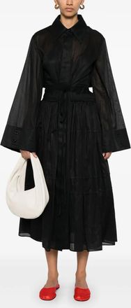 Jil Sander Womens Black Pleated Flowy Dress Cotton - Size EU 40 (Womens)