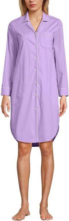 Lands End Plus Size Cotton Poplin Long Sleeve Sleepshirt Nightgown in Whisper Lilac at Nordstrom, Size 3X