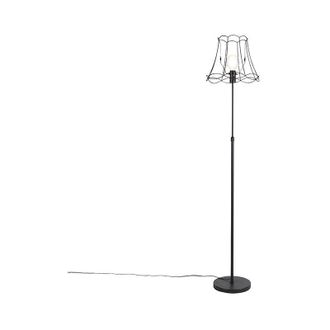 QAZQA Cl&aacute;sico/antiguo L&aacute;mpara De Pie Negra Con Marco Granny 35 Cm Regulable - Parte Acero Alargada /redonda Adecuado Para Led Max. 1 X 60 Watt - Qazqa