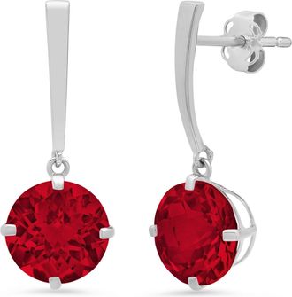 MAX + STONE 14k White Gold Solitaire Round-Cut Gemstone Drop Earrings (8mm)